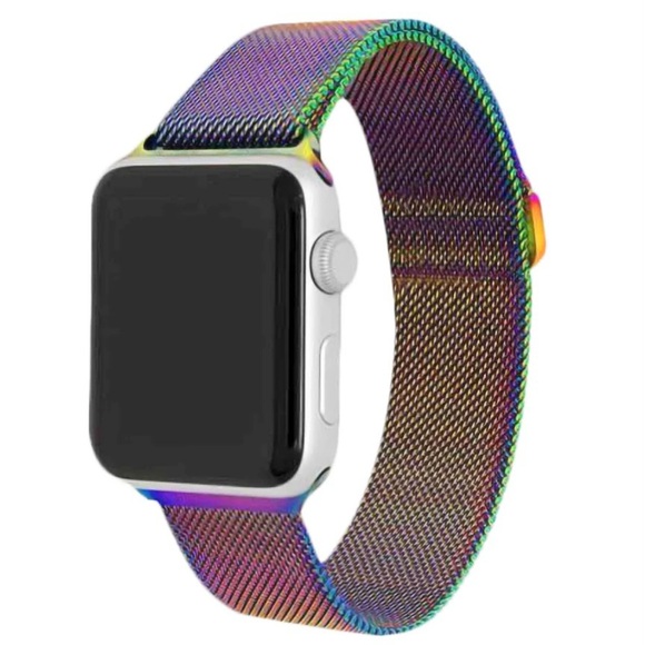 NEW Rainbow Iridescent Stainless Steel Apple Watch Band 42/44/45/49mm - Picture 1 of 9